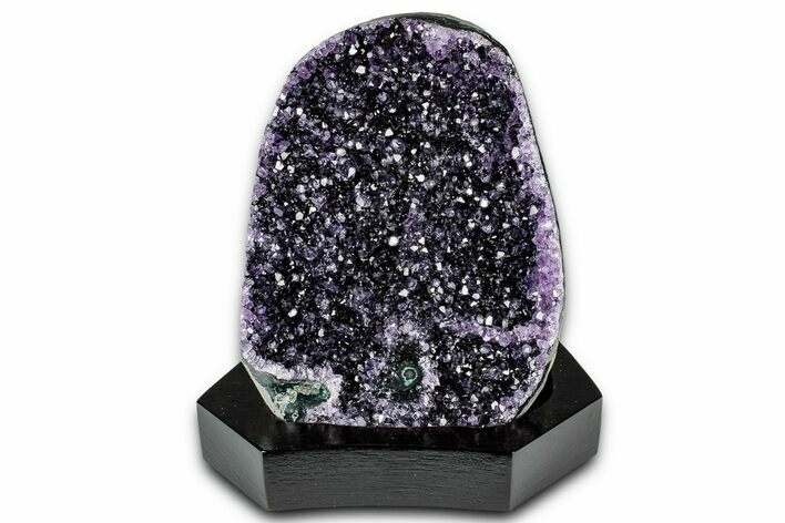 Deep Purple Amethyst Geode With Wood Base - Uruguay #342793